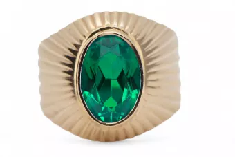 Esmeralda Oro rosa antiguo original de 14k Anillo Estilo vintage vrc127r
